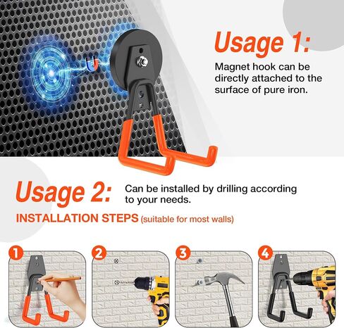 Extra Strong Magnetic Hooks for Hanging Heavy Duty, 2.6in Large Industrial Magnet Hooks, Magnetic Hook with Anti-Slip Coating, Storage Utility Magnetic Holder for Garage Shelve and Garden Tools in Saudi Arabia