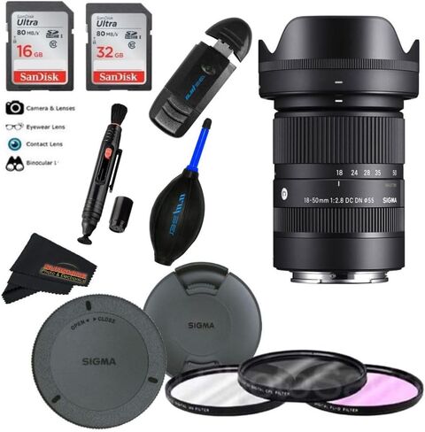 18-50mm f2.8 DC DN Contemporary Lens for Sony E with Sunshine Photo Basic Bundle - 4 Years USA Manufacturer Warranty in Kuwait