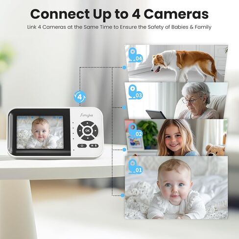 Dual Mode Baby Monitor,1080p Video APP,2.8'' IPS Screen,10-Hour Streaming,Smart AI Humanoid&Cry Detection,Camera&Audio,Two-Way Talk,Night Vision,Lullaby,1500ft Long Range,Video playback&storage in Saudi Arabia