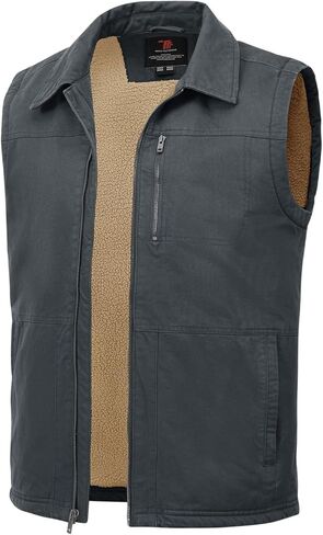 TBMPOY Men's Winter Vest Casual Sherpa Fleece lined Full Zip Lightweight Vest Outerwear Warm Cotton Travel Jackets in Saudi Arabia