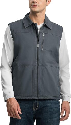 TBMPOY Men's Winter Vest Casual Sherpa Fleece lined Full Zip Lightweight Vest Outerwear Warm Cotton Travel Jackets in Saudi Arabia