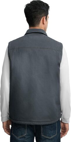 TBMPOY Men's Winter Vest Casual Sherpa Fleece lined Full Zip Lightweight Vest Outerwear Warm Cotton Travel Jackets in Saudi Arabia