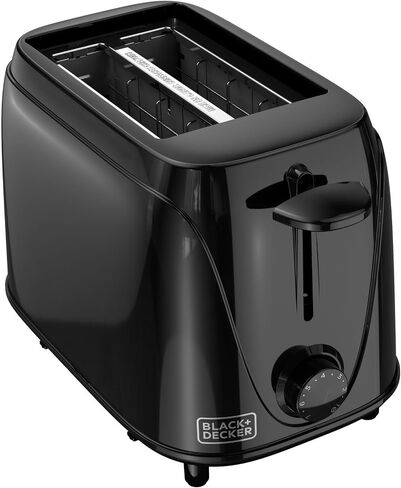 Black+Decker 2-Slice Soaster مع محدد الظل المحمص ، صينية فتحة القابلة للإزالة ، وإغلاق السيارات in Kuwait