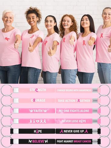 Sureio 36 PCS سرطان الثدي مفاتيح المفاتيح السائبة الوعي بسرطان الثدي التوعية بسلسلة المفاتيح هدايا السيليكون للنساء (الوردي) in Kuwait