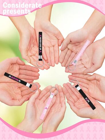 Sureio 36 PCS سرطان الثدي مفاتيح المفاتيح السائبة الوعي بسرطان الثدي التوعية بسلسلة المفاتيح هدايا السيليكون للنساء (الوردي) in Kuwait