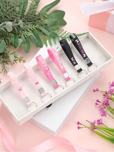 Sureio 36 PCS سرطان الثدي مفاتيح المفاتيح السائبة الوعي بسرطان الثدي التوعية بسلسلة المفاتيح هدايا السيليكون للنساء (الوردي) in Kuwait