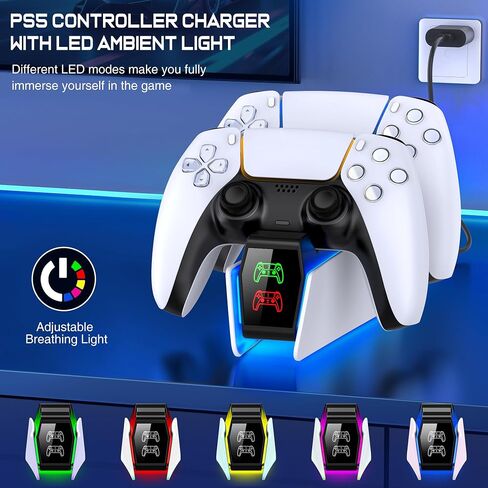 PS5 Controller Charger Station for P5 Controllers, PS5 Controller Charging Station Dual Dock,Accessories for P 5 DualSense Edge in Saudi Arabia