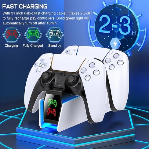 PS5 Controller Charger Station for P5 Controllers, PS5 Controller Charging Station Dual Dock,Accessories for P 5 DualSense Edge in Saudi Arabia