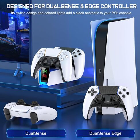 PS5 Controller Charger Station for P5 Controllers, PS5 Controller Charging Station Dual Dock,Accessories for P 5 DualSense Edge in Saudi Arabia