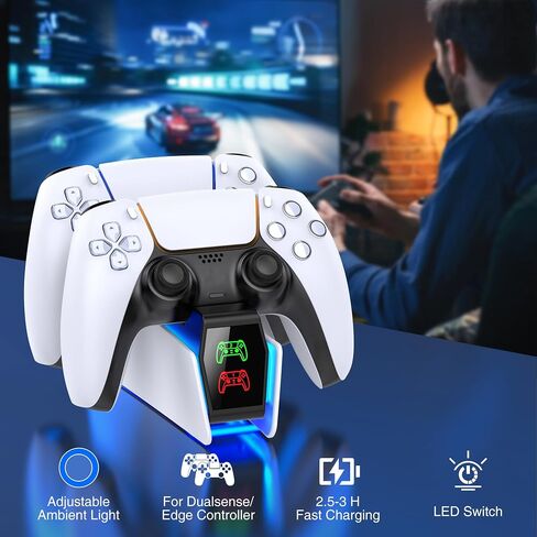 PS5 Controller Charger Station for P5 Controllers, PS5 Controller Charging Station Dual Dock,Accessories for P 5 DualSense Edge in Saudi Arabia