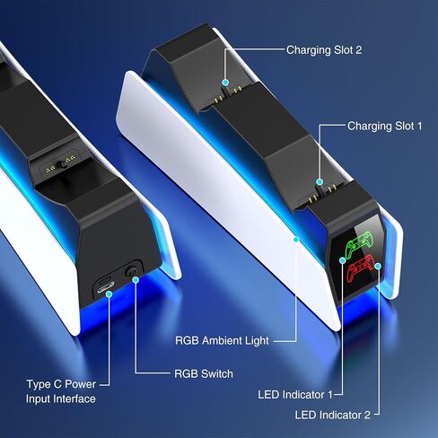 PS5 Controller Charger Station for P5 Controllers, PS5 Controller Charging Station Dual Dock,Accessories for P 5 DualSense Edge in Saudi Arabia