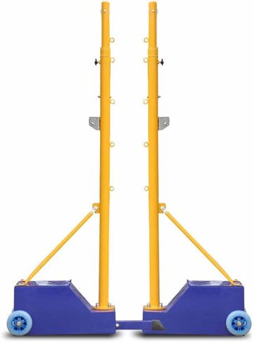 Weatherproof Steel Volleyball Badminton Poles, Volleyball Badminton Net Stand 2 Height Adjustable, Outdoor Sports Equipment for Adults & Youth, Blue+Yellow-5 in Kuwait