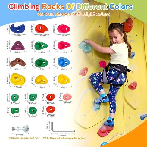 32Pcs Rock Wall Climbing Holds for Kids and Adults, Multi-Colored Rock Wall Climbing Kit, Indoor & Outdoor Playground Accessories with Mounting Screws(Macaroon) in Saudi Arabia
