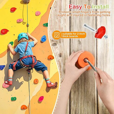 32Pcs Rock Wall Climbing Holds for Kids and Adults, Multi-Colored Rock Wall Climbing Kit, Indoor & Outdoor Playground Accessories with Mounting Screws(Macaroon) in Saudi Arabia