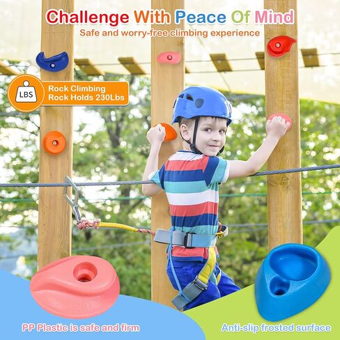 32Pcs Rock Wall Climbing Holds for Kids and Adults, Multi-Colored Rock Wall Climbing Kit, Indoor & Outdoor Playground Accessories with Mounting Screws(Macaroon) in Saudi Arabia
