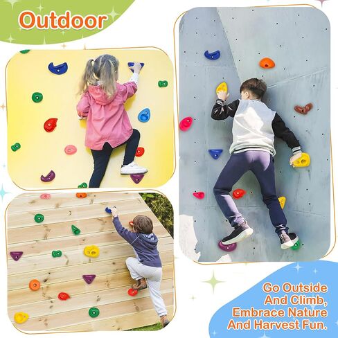 32Pcs Rock Wall Climbing Holds for Kids and Adults, Multi-Colored Rock Wall Climbing Kit, Indoor & Outdoor Playground Accessories with Mounting Screws(Macaroon) in Saudi Arabia