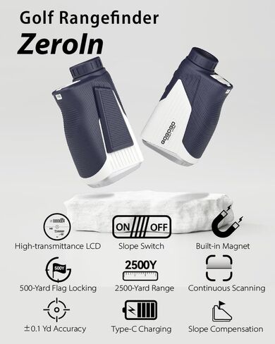 Gogogo Sport Vpro ZeroIn Lite Rechargeable Golf Rangefinder with Slope and Magnet 1400 Yards White Range Finder for Disc Golf in Kuwait