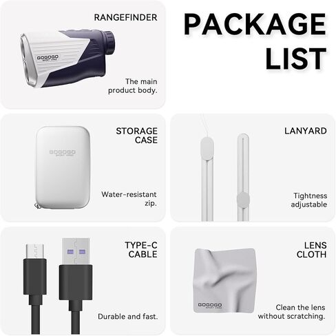 Gogogo Sport Vpro ZeroIn Lite Rechargeable Golf Rangefinder with Slope and Magnet 1400 Yards White Range Finder for Disc Golf in Kuwait