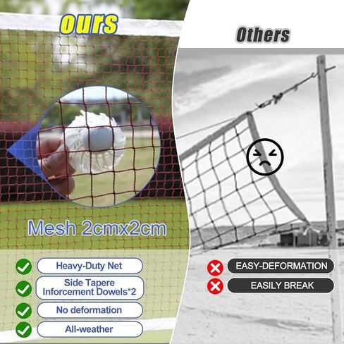 Volleyball Poles and Badminton Net Stand Portable Indoor Outdoor Set with Fillable Base Heavy Duty Volleyball Net for Backyard Suitable for Adults and Youth, One Color-One Size in Saudi Arabia