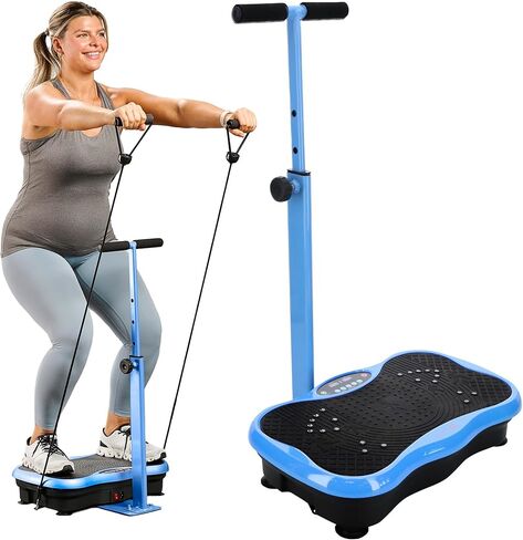 Lifepro TrimLite Vibration Plate Exercise Machine with Handlebars – Whole Body Vibration Platform for Lymphatic Drainage & Weight Loss – 99 Speed Levels, Bluetooth Speaker, Resistance Bands & Remote in Kuwait