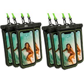 【2025 Upgraded】2 Pack Black - IP68 Waterproof Phone Pouch Floating Design No Sink Waterproof Phone Case - Beach Pool Travel Essentials - Works w/ All Phones - Detachable Lanyard - Black/Hi-Vis Green in Saudi Arabia