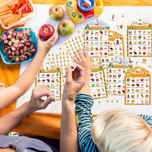 Fancy Land Fall Christian Bingo Game for Kids Fall for Jesus Bingo Cards Set for Autumn Religious Thanksgiving Party Sunday School VBS Church Activities Christmas Family Open Day Gifts 24 Players in Saudi Arabia