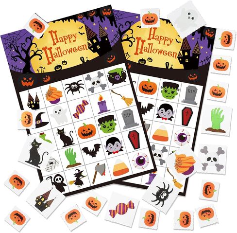 30 Players Halloween Bingo Cards Set Halloween Party Games Paper Bingo Cards Bulk School Classroom Games Halloweens Party Supplies for School Family Group Activity Adults Indoor Parties Supplies in Saudi Arabia