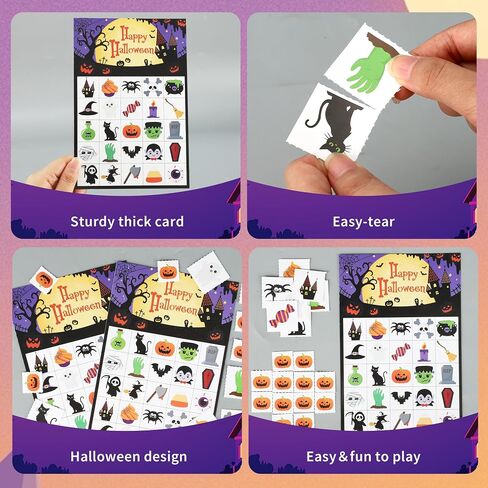 30 Players Halloween Bingo Cards Set Halloween Party Games Paper Bingo Cards Bulk School Classroom Games Halloweens Party Supplies for School Family Group Activity Adults Indoor Parties Supplies in Saudi Arabia