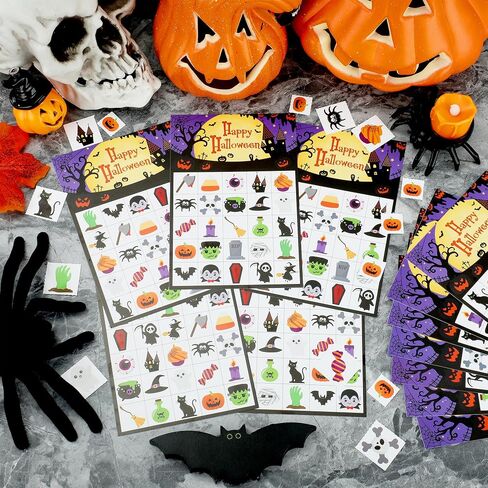 30 Players Halloween Bingo Cards Set Halloween Party Games Paper Bingo Cards Bulk School Classroom Games Halloweens Party Supplies for School Family Group Activity Adults Indoor Parties Supplies in Saudi Arabia