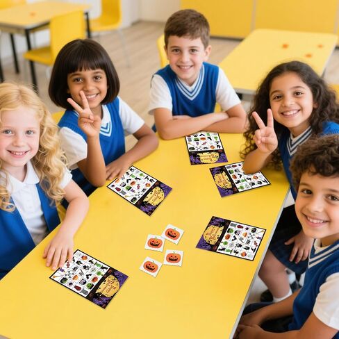 30 Players Halloween Bingo Cards Set Halloween Party Games Paper Bingo Cards Bulk School Classroom Games Halloweens Party Supplies for School Family Group Activity Adults Indoor Parties Supplies in Saudi Arabia