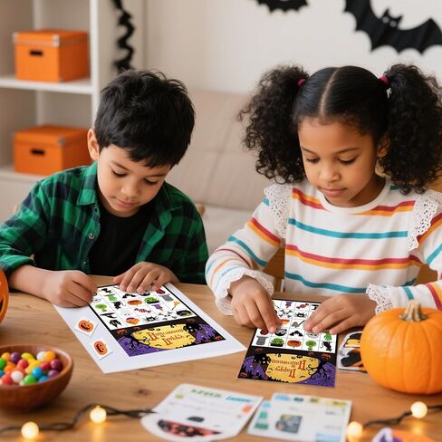 30 Players Halloween Bingo Cards Set Halloween Party Games Paper Bingo Cards Bulk School Classroom Games Halloweens Party Supplies for School Family Group Activity Adults Indoor Parties Supplies in Saudi Arabia