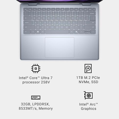 Dell 16 Plus Laptop DB16250-16.0 بوصة 16:10 2.5K (2560x1600) ، Intel Core Ultra 7 256V ، 16GB LPDDR5X Memory ، 1TB SSD ، Intel ARC Graphics ، Backlit Copilot Keyboard-سابقًا Inspiron- in Kuwait