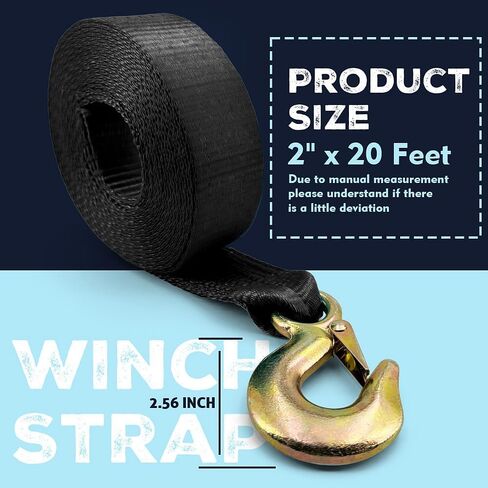 Boat Trailer Winch Strap Replacement,Tow Straps Heavy Duty with Hooks,Boat Winch Strap with Hook,Towing Boat Trailer Straps 12000 Lbs 2" x 20 Feet by X5MPLXPMX in Saudi Arabia