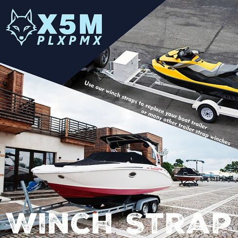 Boat Trailer Winch Strap Replacement,Tow Straps Heavy Duty with Hooks,Boat Winch Strap with Hook,Towing Boat Trailer Straps 12000 Lbs 2" x 20 Feet by X5MPLXPMX in Saudi Arabia