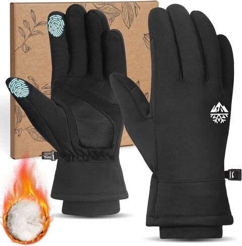 RIGWARL Winter Gloves Men and Women Medium-Thick, Gloves for Cold Weather with Thermal Plush, Touchscreen Running Glove Adjustable Zippered Wrist for Walking The Dog Hiking Camping Cycling Work in Saudi Arabia