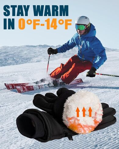 RIGWARL Winter Gloves Men and Women Medium-Thick, Gloves for Cold Weather with Thermal Plush, Touchscreen Running Glove Adjustable Zippered Wrist for Walking The Dog Hiking Camping Cycling Work in Saudi Arabia