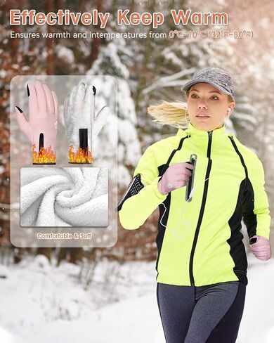 RIGWARL Winter Gloves Men and Women Medium-Thick, Gloves for Cold Weather with Thermal Plush, Touchscreen Running Glove Adjustable Zippered Wrist for Walking The Dog Hiking Camping Cycling Work in Saudi Arabia