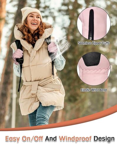 RIGWARL Winter Gloves Men and Women Medium-Thick, Gloves for Cold Weather with Thermal Plush, Touchscreen Running Glove Adjustable Zippered Wrist for Walking The Dog Hiking Camping Cycling Work in Saudi Arabia