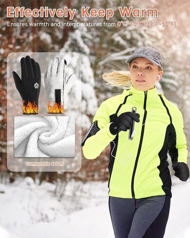RIGWARL Winter Gloves Men and Women Medium-Thick, Gloves for Cold Weather with Thermal Plush, Touchscreen Running Glove Adjustable Zippered Wrist for Walking The Dog Hiking Camping Cycling Work in Saudi Arabia