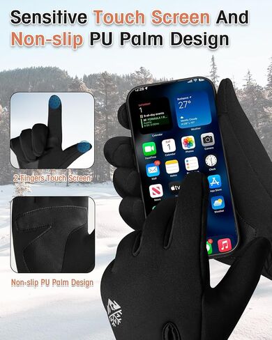 RIGWARL Winter Gloves Men and Women Medium-Thick, Gloves for Cold Weather with Thermal Plush, Touchscreen Running Glove Adjustable Zippered Wrist for Walking The Dog Hiking Camping Cycling Work in Saudi Arabia