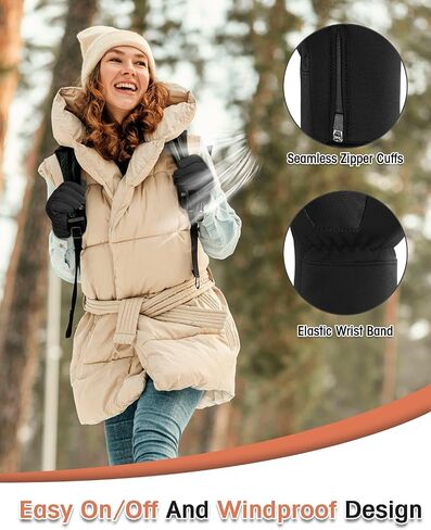 RIGWARL Winter Gloves Men and Women Medium-Thick, Gloves for Cold Weather with Thermal Plush, Touchscreen Running Glove Adjustable Zippered Wrist for Walking The Dog Hiking Camping Cycling Work in Saudi Arabia