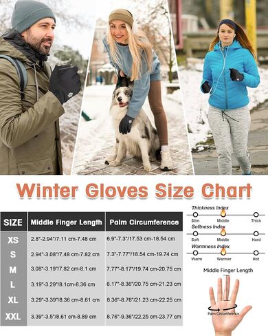 RIGWARL Winter Gloves Men and Women Medium-Thick, Gloves for Cold Weather with Thermal Plush, Touchscreen Running Glove Adjustable Zippered Wrist for Walking The Dog Hiking Camping Cycling Work in Saudi Arabia