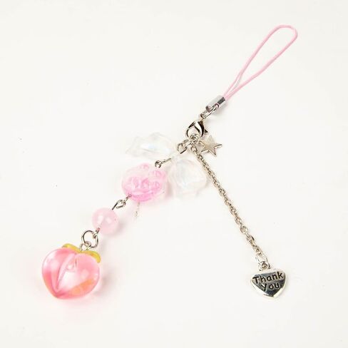 4PCS Black-phone Charm Y2K Phone Accessories Aesthetic Keychain Star Flower Cute Decor String Cellphone Chain Pendant Strap Lanyard Butterfly Crystal Ribbon Bead Gothic Young in Kuwait