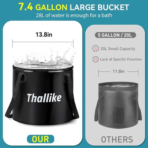 Portable Hot Shower for Camping, 1000W Immersion Heated, Rechargeable Camping Shower Pump, 6.6 Gallons Folding Bucket for Camping, Hiking, Traveling, Washing in Kuwait