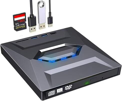 External CD/DVD Drive for Laptop, 5-in-1 USB 3.0 Burner/Reader Compatible with Mac & Windows PCs, Linux Systems in Saudi Arabia