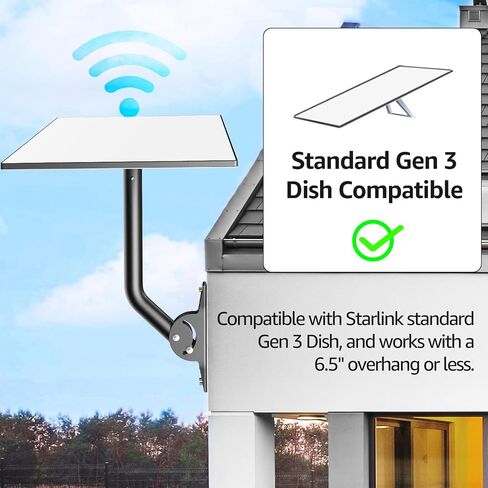 Urmust Starlink Gen 3 Mount, 360° Adjustable Angle Starlink Roof/Wall Mount with Pipe Adapter, Starlink Mounting Kit Gen 3 for Standard Dish, Starlink Pole Mount, Starlinks Internet Satellite Kit in Saudi Arabia
