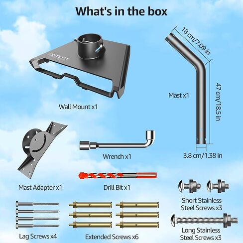 Urmust Starlink Gen 3 Mount, 360° Adjustable Angle Starlink Roof/Wall Mount with Pipe Adapter, Starlink Mounting Kit Gen 3 for Standard Dish, Starlink Pole Mount, Starlinks Internet Satellite Kit in Saudi Arabia