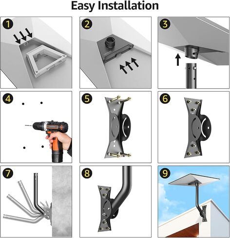 Urmust Starlink Gen 3 Mount, 360° Adjustable Angle Starlink Roof/Wall Mount with Pipe Adapter, Starlink Mounting Kit Gen 3 for Standard Dish, Starlink Pole Mount, Starlinks Internet Satellite Kit in Saudi Arabia