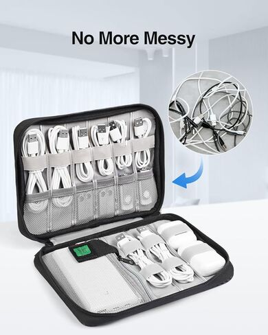 Luxtude Cable Organizer Bag, Travel Cord Organizers Bags, Electronic Organizer Travel Case, Portable Charger Organizer Case, Compact Tech Bags & Wire Pouch, Cable & Cord Storage in Saudi Arabia