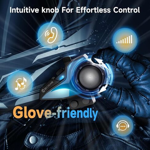 Motorcycle Helmet Headset, Moman RS-H4P Motorbike Headphone BT5.1 with Hi-Fi Speakers Dual Noise Reduction【New Upgrade】in RGB/FM/Glove-Friendly Button/Hands-Free Call/AI Voice Earphone for Solo Riding in Kuwait
